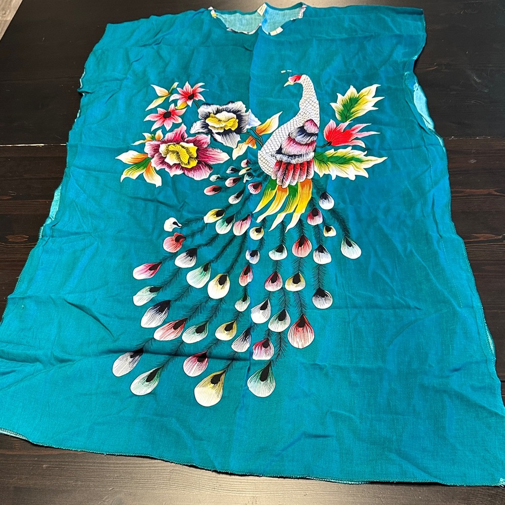 Peacock Print Teal Mini Dress